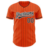Custom Orange Black Pinstripe-White Authentic Baseball Jersey