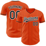 Custom Orange Black Pinstripe-White Authentic Baseball Jersey