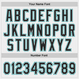Custom White Teal Pinstripe-Black Authentic Baseball Jersey