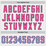 Custom White Black Pinstripe Light Blue-Pink Authentic Baseball Jersey