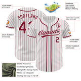 Custom White Crimson Pinstripe Authentic Baseball Jersey
