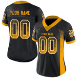 Custom Black Gold-White Drift Fashion Football Jersey