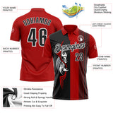Custom Red Black-White 3D Bowling Tattoos Performance Polo Shirt