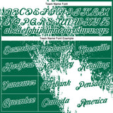 Custom White Kelly Green 3D Pattern Design Abstract Brush Stroke Performance Polo Shirt