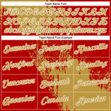 Custom Old Gold Red-White 3D Pattern Design Abstract Brush Stroke Performance Polo Shirt