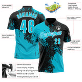 Custom Lakes Blue Black-White 3D Pattern Design Abstract Brush Stroke Performance Polo Shirt