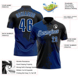 Custom US Navy Blue Black-White 3D Pattern Design Abstract Brush Stroke Performance Polo Shirt