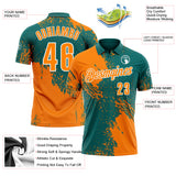Custom Bay Orange Teal-White 3D Pattern Design Abstract Brush Stroke Performance Polo Shirt