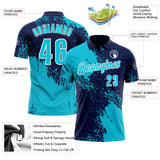Custom Lakes Blue Navy-White 3D Pattern Design Abstract Brush Stroke Performance Polo Shirt