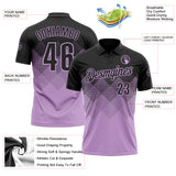 Custom Black Light Purple 3D Gradient Square Shape Performance Polo Shirt