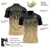 Custom Black Vegas Gold 3D Gradient Square Shape Performance Polo Shirt