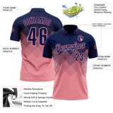 Custom Navy Medium Pink 3D Gradient Square Shape Performance Polo Shirt