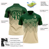 Custom Green Cream 3D Gradient Square Shape Performance Polo Shirt