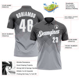 Custom Steel Gray White-Gray 3D Gradient Square Shape Performance Polo Shirt