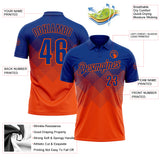 Custom Royal Orange 3D Gradient Square Shape Performance Polo Shirt