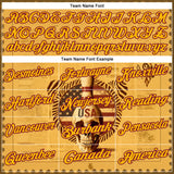 Custom Yellow Gold-Crimson 3D Retro American Flag Skull Bowling Performance Polo Shirt