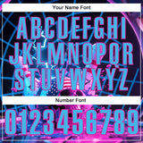 Custom Navy Sky Blue-Deep Pink 3D American Flag Splash Lightning Skull Bowling Performance Polo Shirt