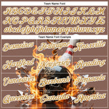 Custom Brown Old Gold-White 3D Flame Skull Bowling Performance Polo Shirt