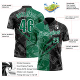 Custom Graffiti Pattern Kelly Green Black-White 3D Scratch Performance Polo Shirt