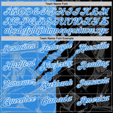Custom Graffiti Pattern Electric Blue Black-White 3D Scratch Performance Polo Shirt