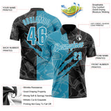 Custom Graffiti Pattern Panther Blue Black-White 3D Scratch Performance Polo Shirt