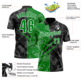 Custom Graffiti Pattern Grass Green Black-White 3D Scratch Performance Polo Shirt