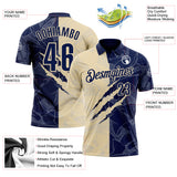 Custom Graffiti Pattern Navy-Cream 3D Scratch Performance Polo Shirt
