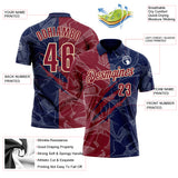 Custom Graffiti Pattern Crimson Navy-Cream 3D Scratch Performance Polo Shirt