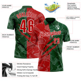 Custom Graffiti Pattern Red Green-White 3D Scratch Performance Polo Shirt