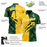 Custom Graffiti Pattern Yellow Green-White 3D Scratch Performance Polo Shirt