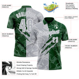 Custom Graffiti Pattern Gray Green-White 3D Scratch Performance Polo Shirt