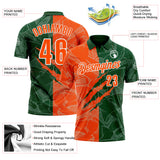 Custom Graffiti Pattern Orange Green-White 3D Scratch Performance Polo Shirt