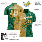 Custom Graffiti Pattern Old Gold Kelly Green-White 3D Scratch Performance Polo Shirt