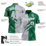Custom Graffiti Pattern Gray Kelly Green-White 3D Scratch Performance Polo Shirt