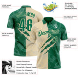 Custom Graffiti Pattern Kelly Green-Cream 3D Scratch Performance Polo Shirt