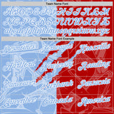 Custom Graffiti Pattern Light Blue Red-White 3D Scratch Performance Polo Shirt