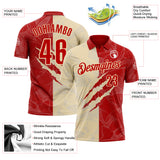 Custom Graffiti Pattern Red-Cream 3D Scratch Performance Polo Shirt