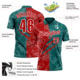 Custom Graffiti Pattern Red Teal-White 3D Scratch Performance Polo Shirt