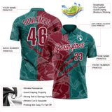 Custom Graffiti Pattern Crimson Teal-White 3D Scratch Performance Polo Shirt