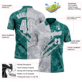 Custom Graffiti Pattern Gray Teal-White 3D Scratch Performance Polo Shirt
