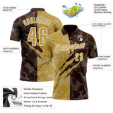 Custom Graffiti Pattern Old Gold Brown-White 3D Scratch Performance Polo Shirt