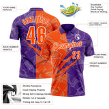 Custom Graffiti Pattern Orange Purple-White 3D Scratch Performance Polo Shirt