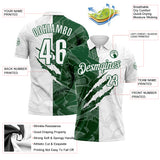 Custom Graffiti Pattern White-Green 3D Scratch Performance Polo Shirt