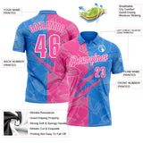 Custom Graffiti Pattern Pink Powder Blue-White 3D Scratch Performance Polo Shirt
