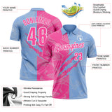 Custom Graffiti Pattern Pink Light Blue-White 3D Scratch Performance Polo Shirt