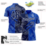 Custom Graffiti Pattern Navy Thunder Blue-White 3D Scratch Performance Polo Shirt