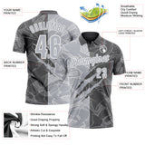 Custom Graffiti Pattern Gray Steel Gray-White 3D Scratch Performance Polo Shirt