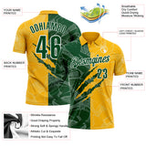 Custom Graffiti Pattern Green Gold-White 3D Scratch Performance Polo Shirt