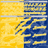 Custom Graffiti Pattern Yellow Royal-White 3D Scratch Performance Polo Shirt