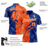 Custom Graffiti Pattern Orange Royal-White 3D Scratch Performance Polo Shirt